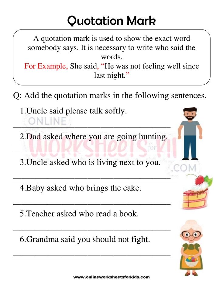 Quotation Marks Worksheets 1st grade 8