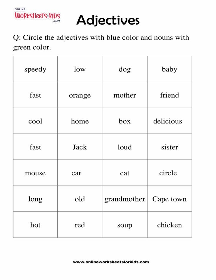 Adjectives Worksheets 07