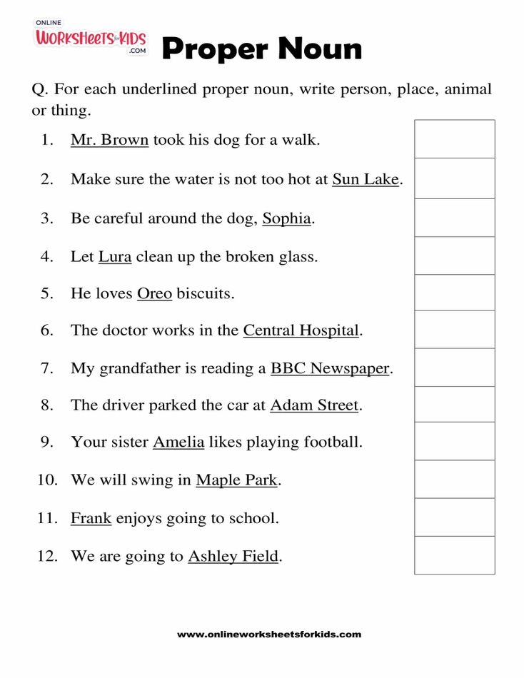Proper Noun Worksheets 04