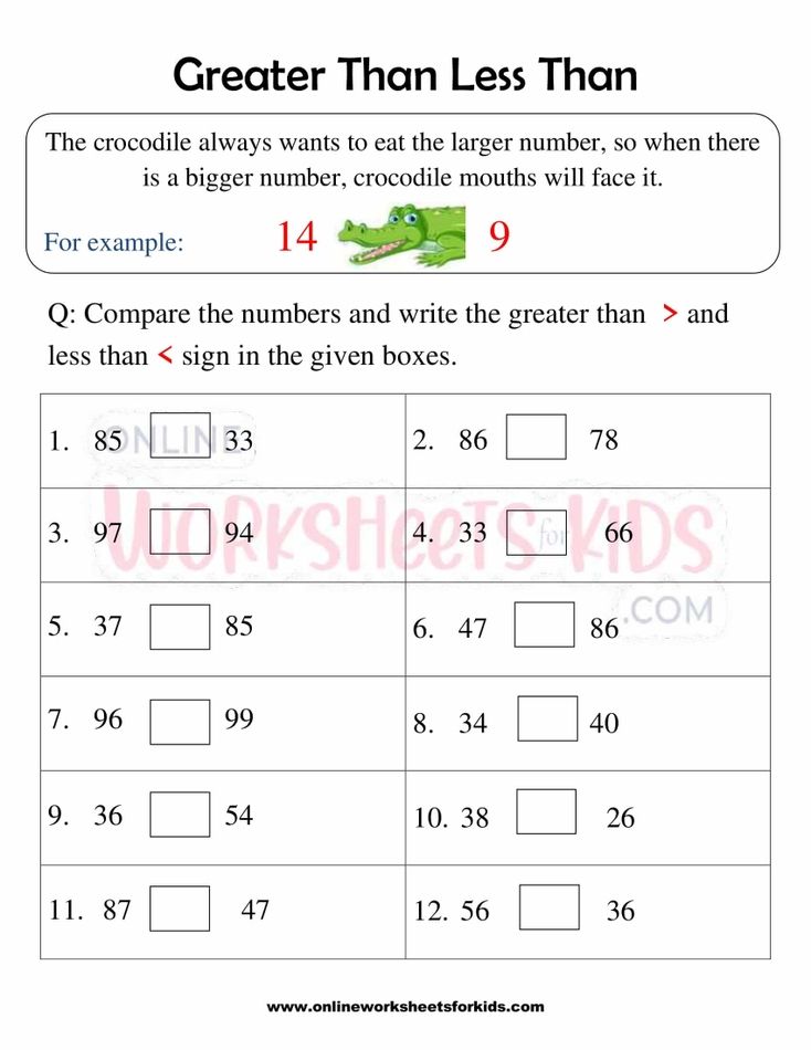 Greater Than Less Than Worksheets First Grade 5
