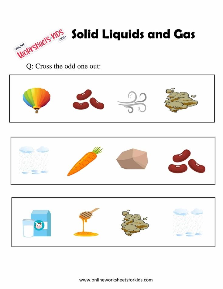 Solid Liquids and Gas Worksheet For Grade 1-4