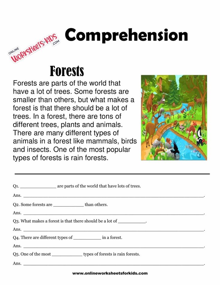 Free Printable Comprehension Worksheets for Grade 1