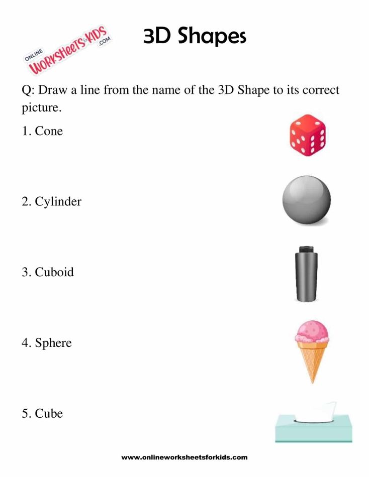 3D Shapes Worksheets 1st Grade 1