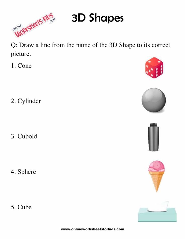 3D Shapes Worksheets 1st Grade 1