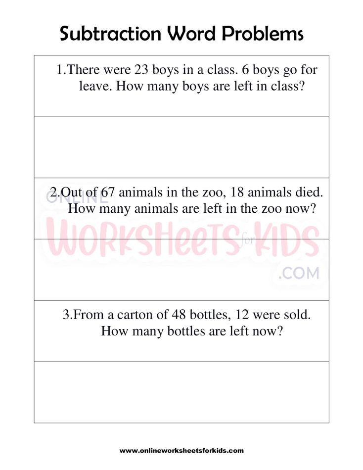 Subtraction Word Problems First Grade 1