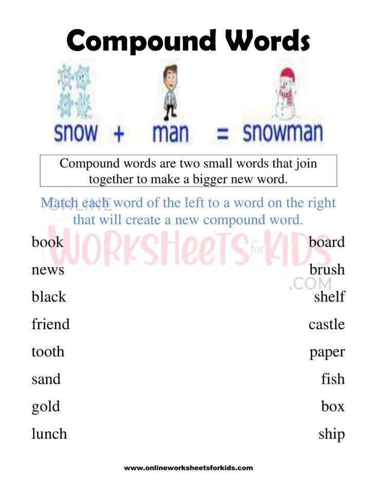 Compound Words Worksheets for grade 1-3