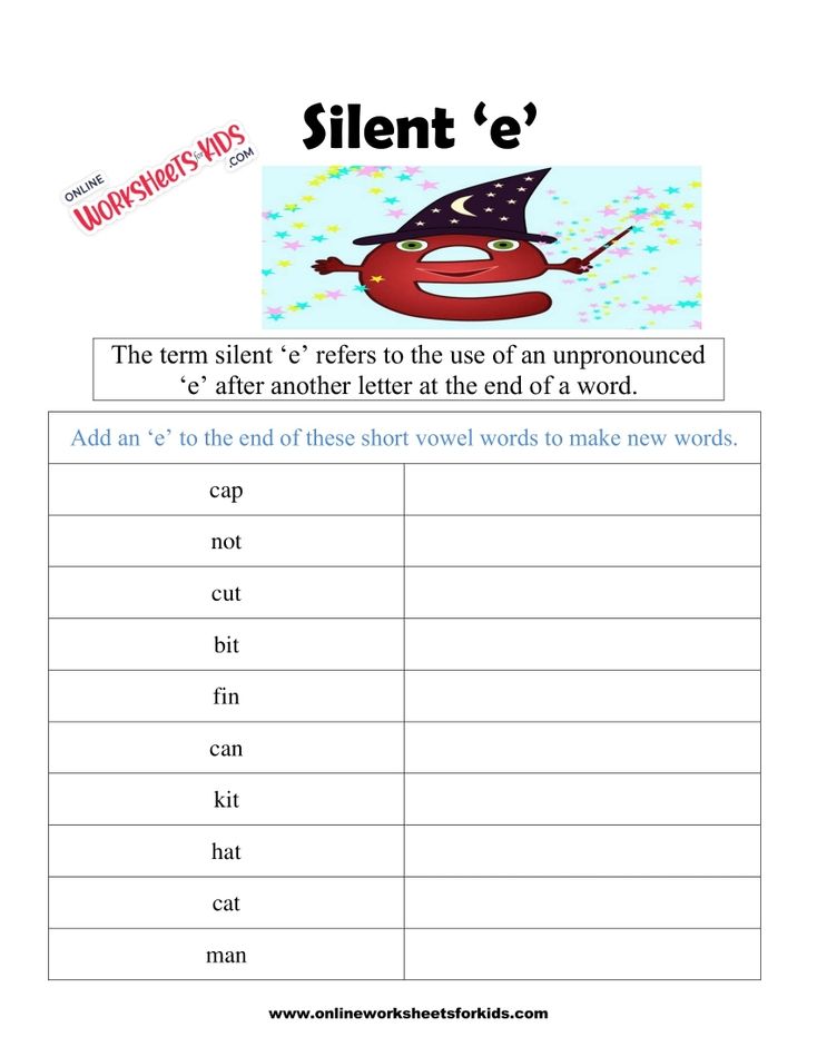 Silent E Worksheets 1