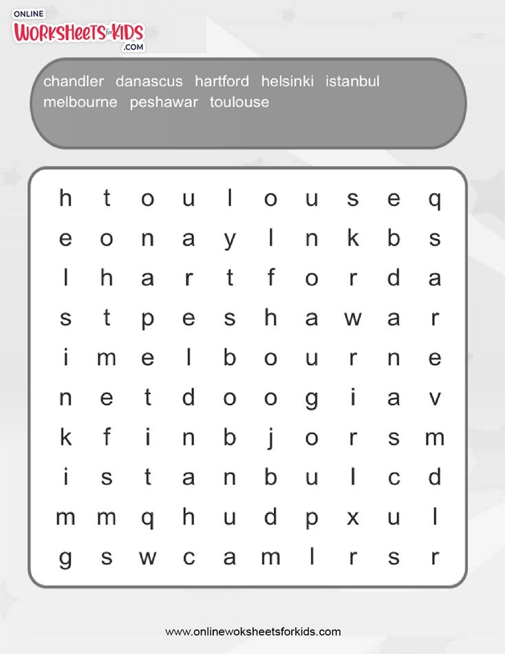 Cities Word Search (Expert)