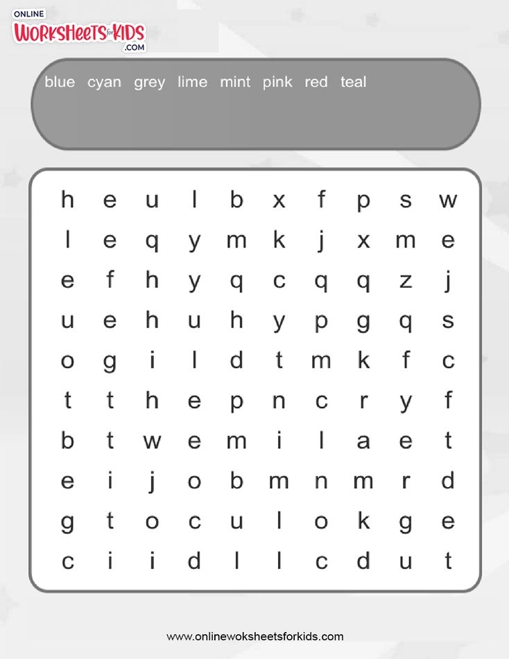 Colors Word Search (Easy)