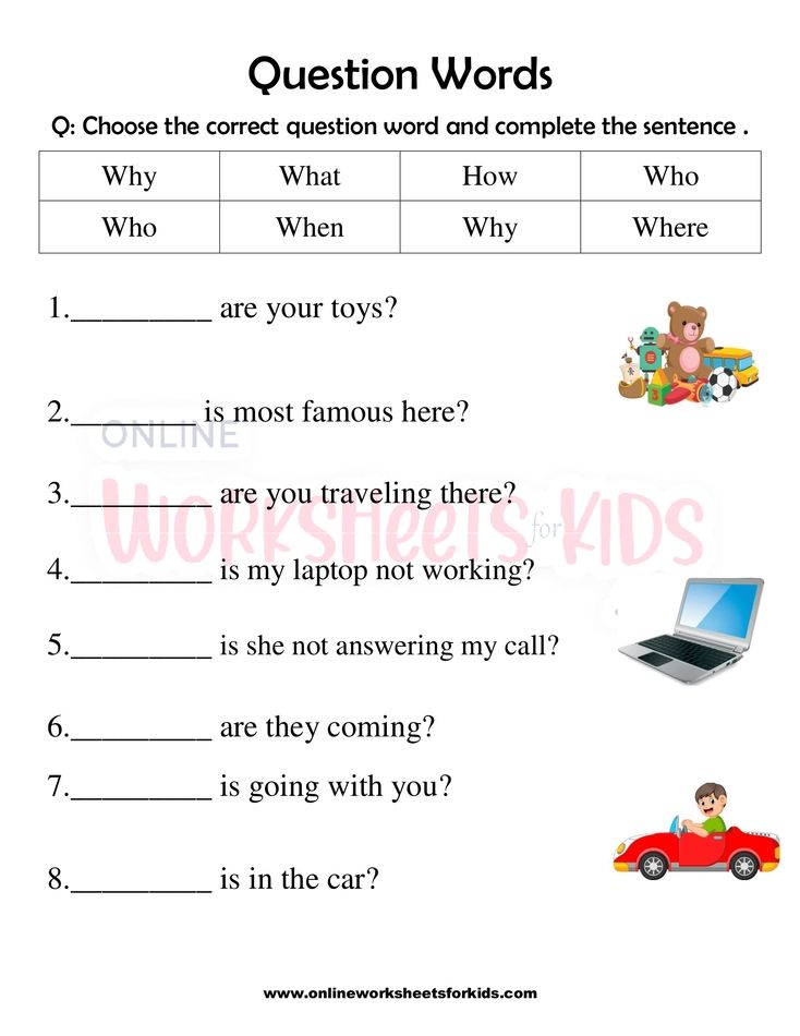 Question word Worksheet for grade 1-6