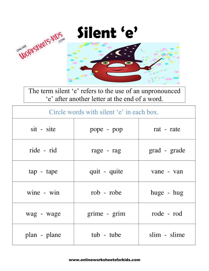 Silent E Worksheets 4