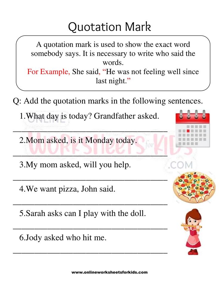 Quotation Marks Worksheets 1st grade 5