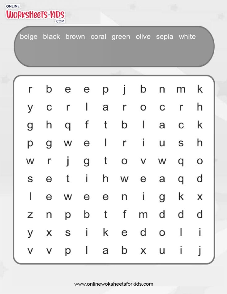 Colors Word Search (Normal)