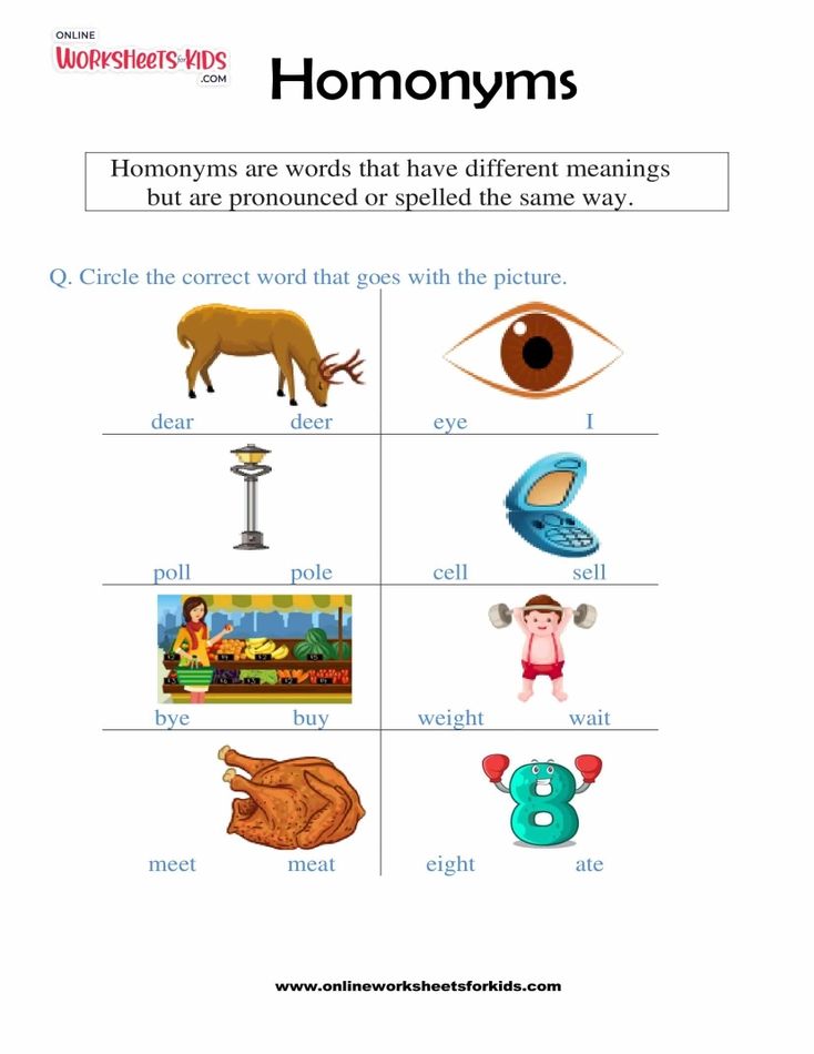 Homonyms Worksheet 01