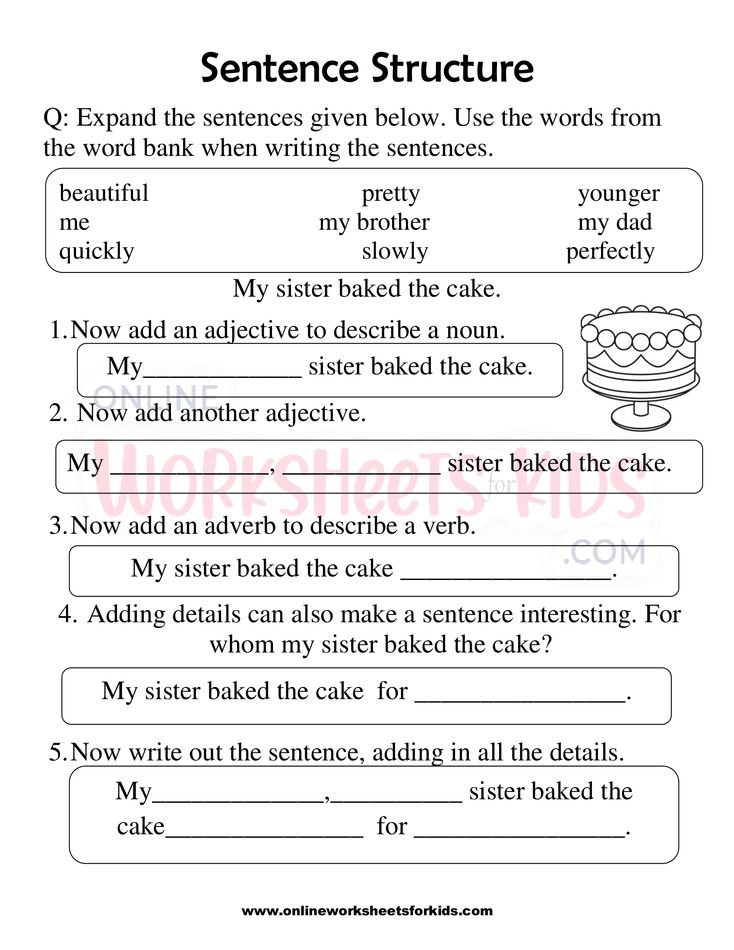Sentence Structure Worksheets 1st Grade 4
