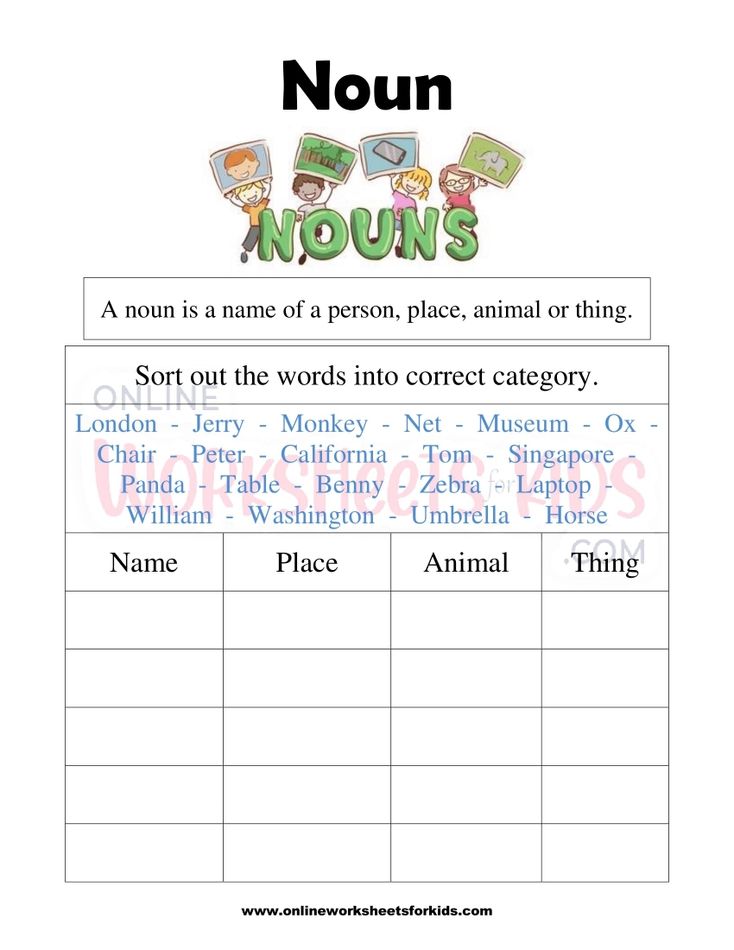 Noun Worksheets For Grade 1-2
