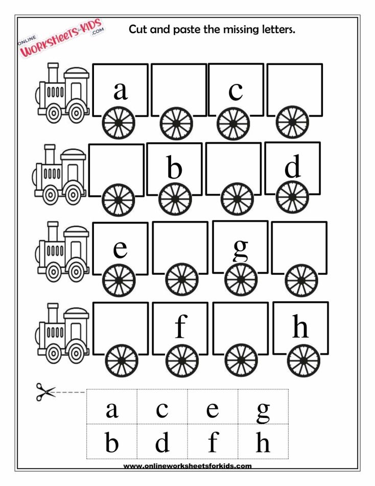 Lowercase Letters Cut And Paste The Missing Letters 1