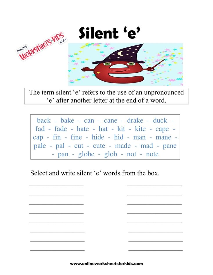 Silent E Worksheets 7