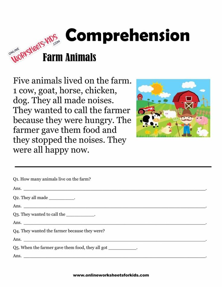 Comprehension Worksheets for Grade 1-40