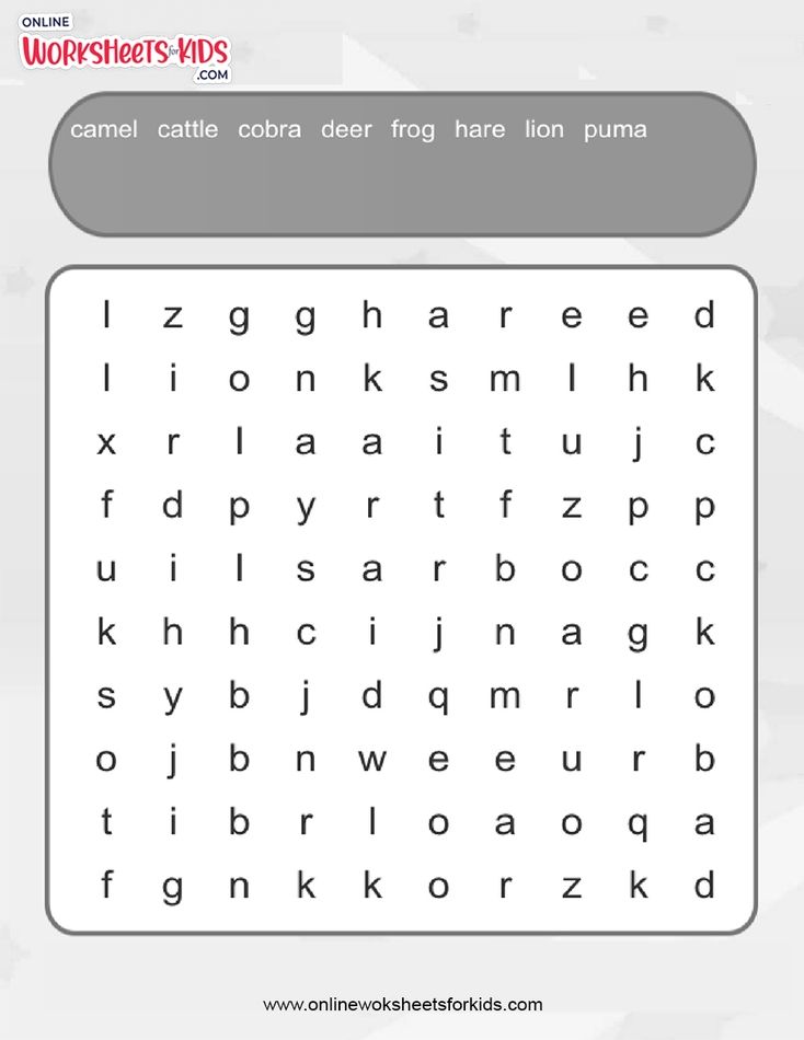 Animals Word Search (Normal)