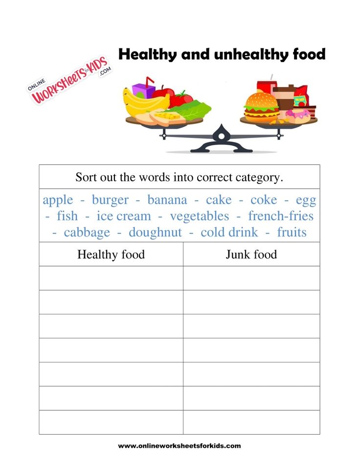 Healthy And Unhealthy Food Worksheets 3