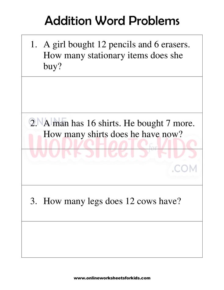 Addition Word Problems Worksheets Grade 1-4