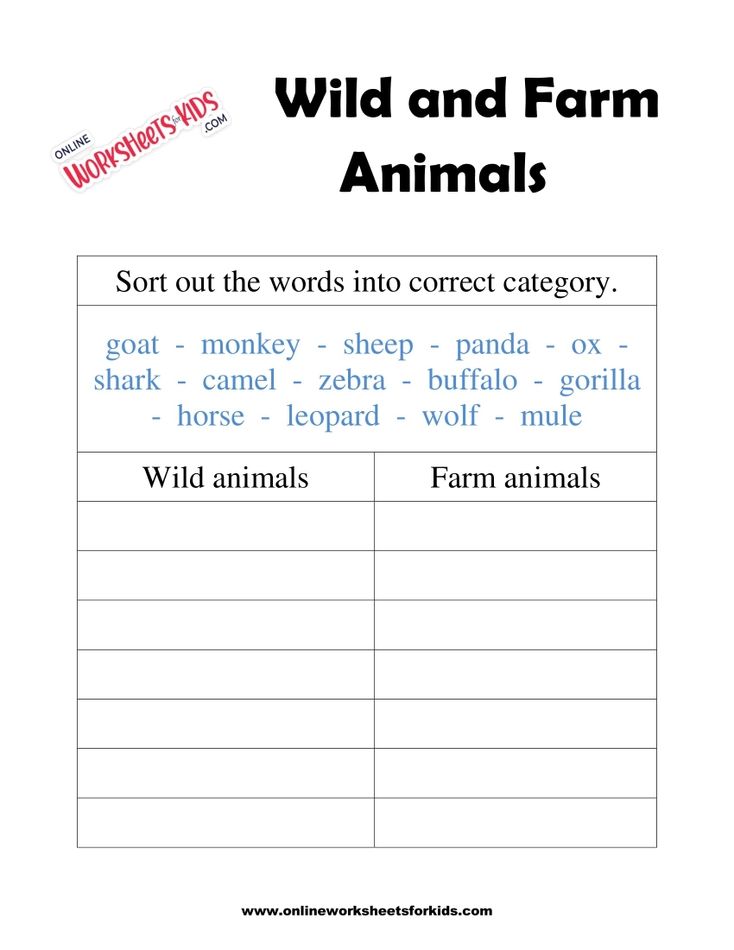 Wild And Farm Animals Worksheets 7