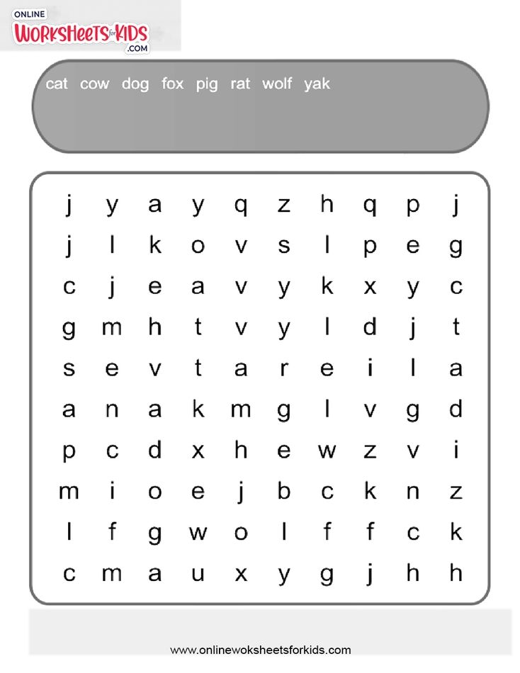 Animals Word Search (Easy)