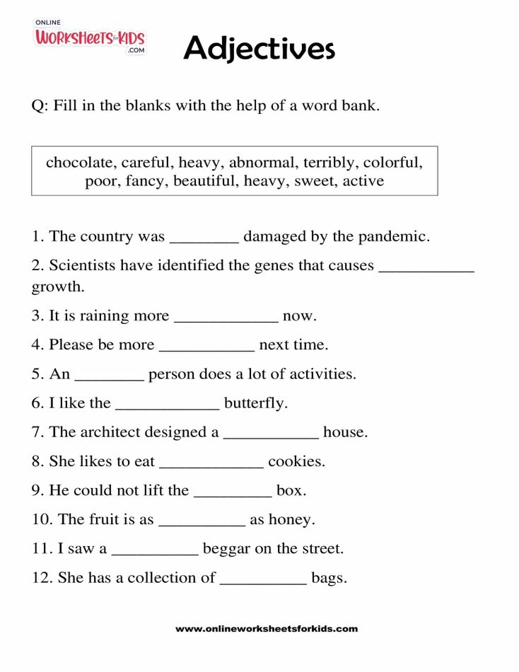 Adjectives Worksheets 04
