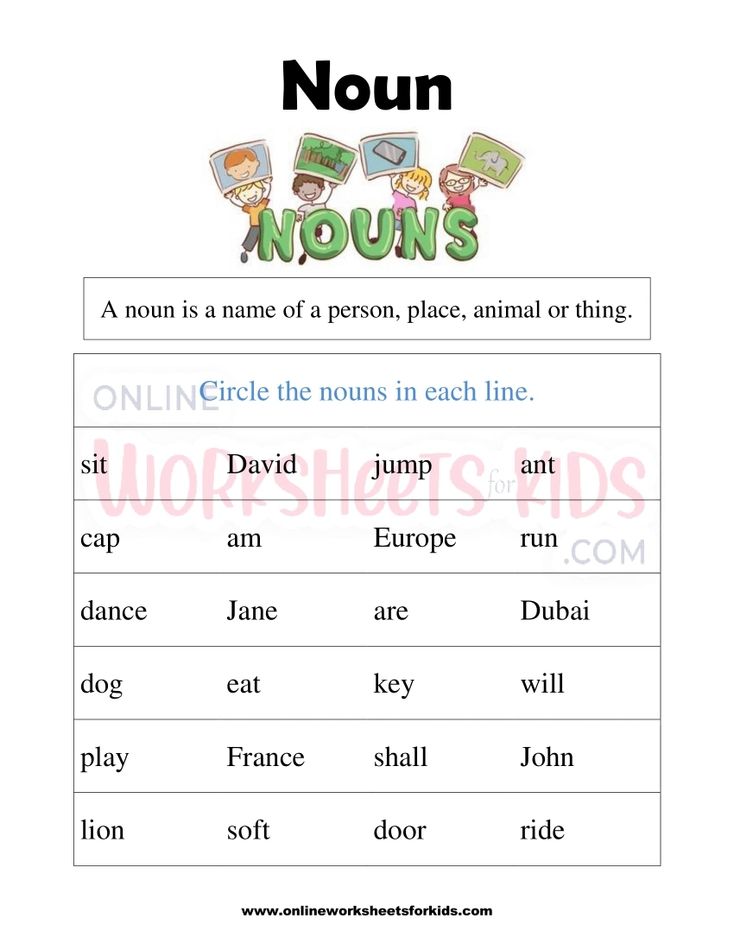 Noun Worksheets For Grade 1-3