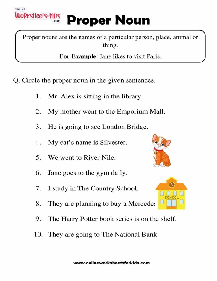 Proper Noun Worksheets 01