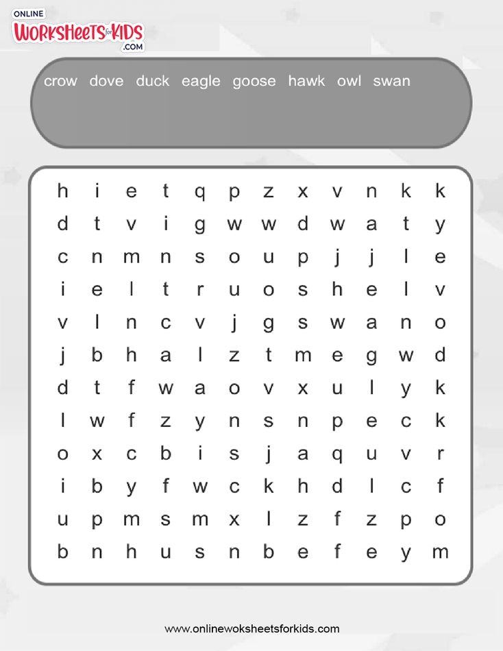 Birds Word Search (Easy)