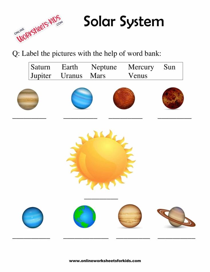 Solar System Worksheets for grade 1-6