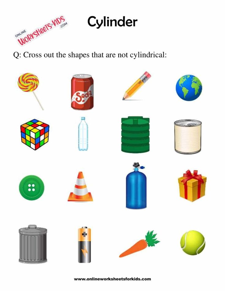 Cylinder Shape Worksheet For Grade 1-5