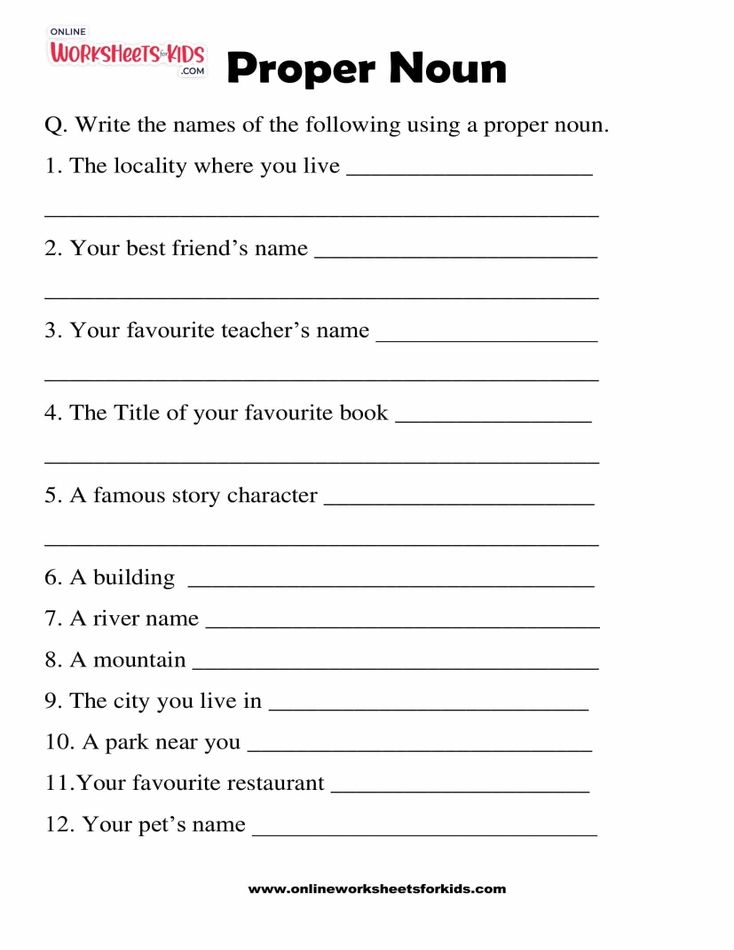 Proper Noun Worksheets 05