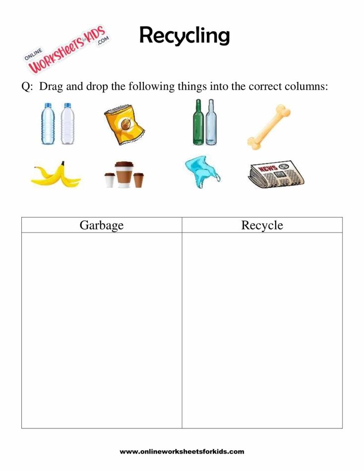 Reduce Reuse Recycle Worksheets For 1st Grade 3