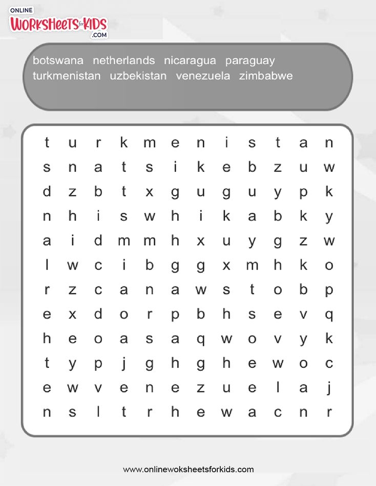 Countries Word Search (Expert)