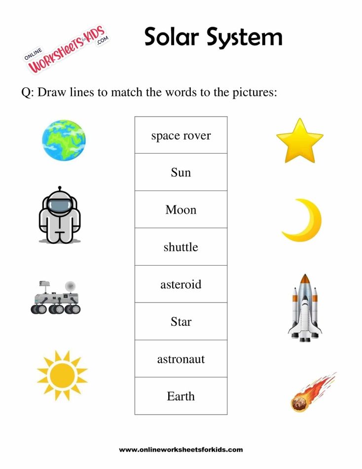 Solar System Worksheets for grade 1-1