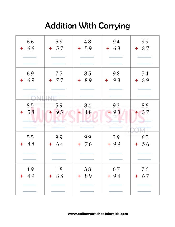 Addition With Carrying Worksheets 2