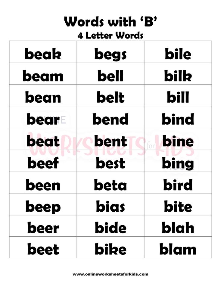 4 Letter Words That Begins With B-2