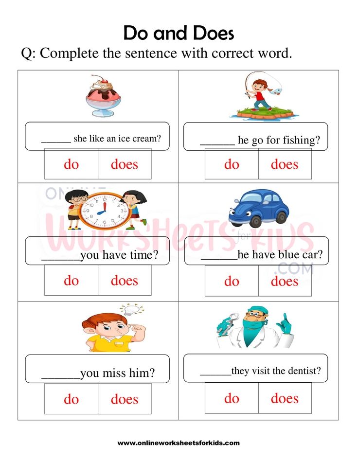 Do and Does Worksheets for grade 1-7