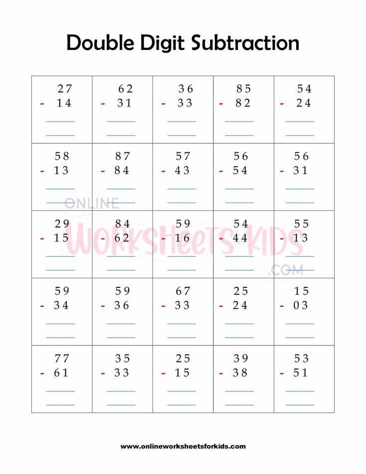 Double Digit Subtraction No Regrouping 4