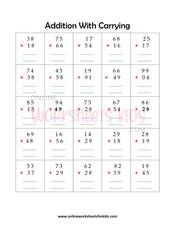 Addition With Carrying Worksheets 3