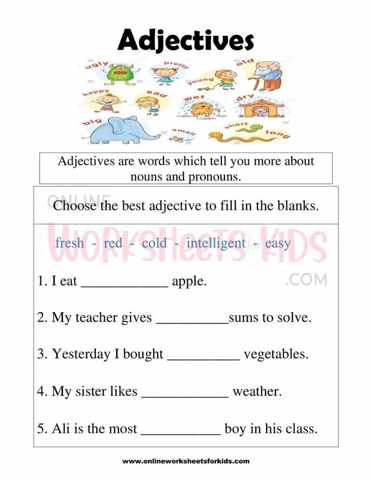 Adjectives Worksheets for grade 1-7