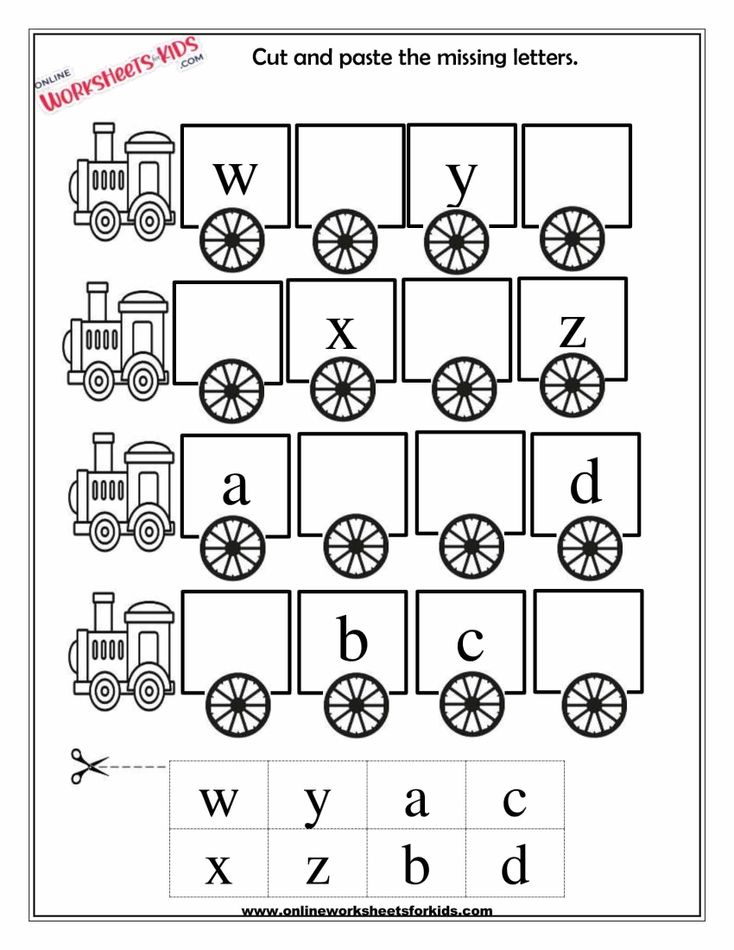 Lowercase Letters Cut And Paste The Missing Letters 4