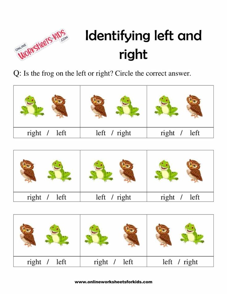 Left And Right Worksheets 1