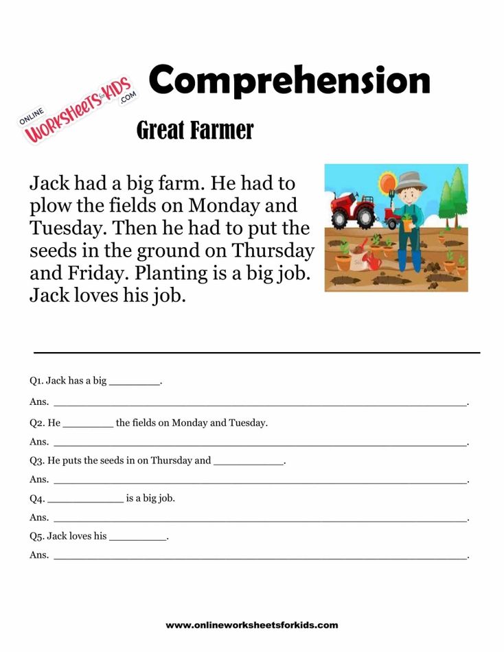 Comprehension Worksheets for Grade 1-41