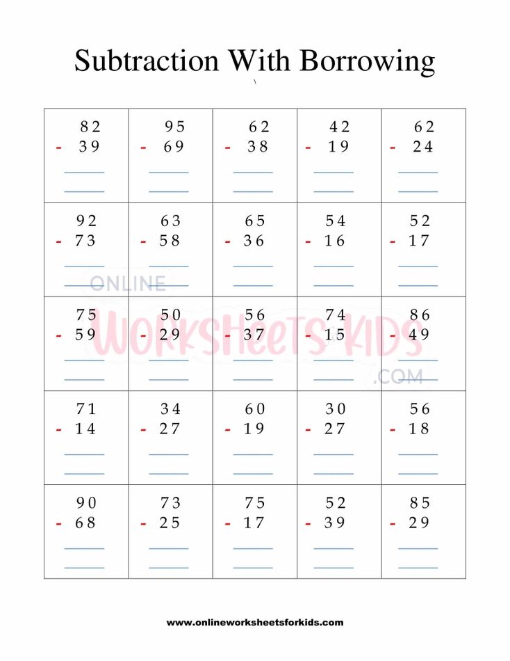 Subtraction With Borrowing Worksheet 3