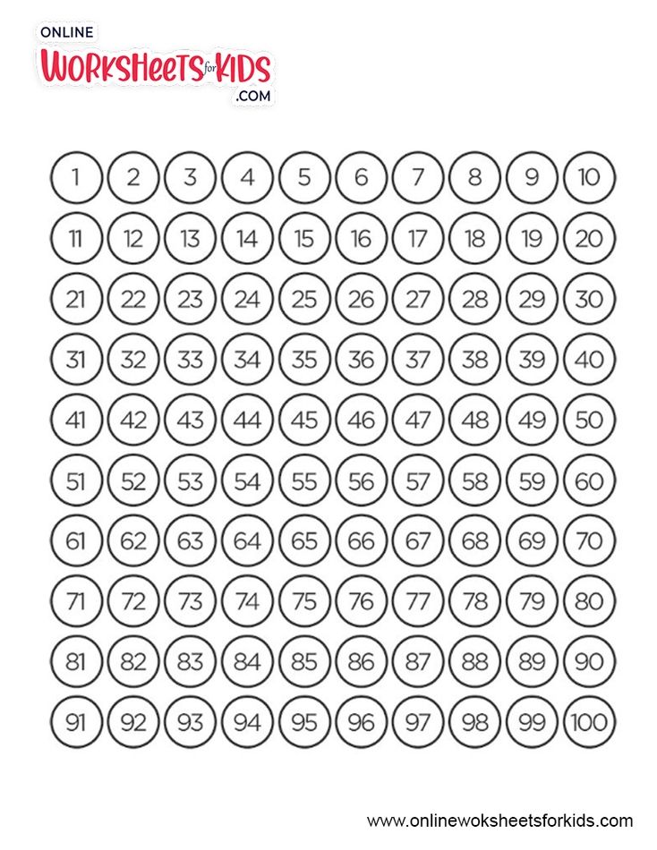 Number Chart Worksheet 2