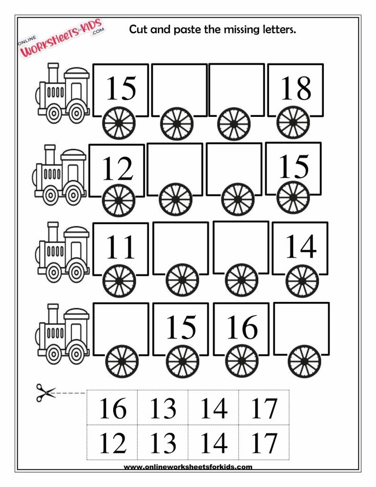 Missing Numbers 1 till 20 Cut And Paste 4